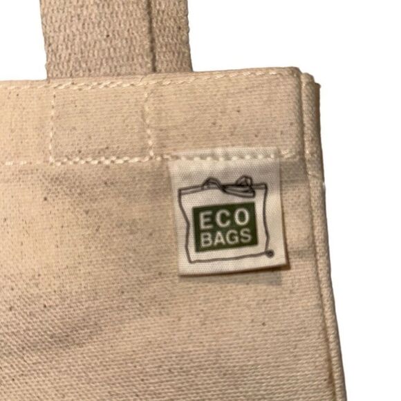 *NEW* Eco Bags Cream Canvas Graphic Print Double Strap Reusable Tote/Wine Bag - Picture 5 of 7